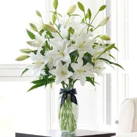 Luxury White Oriental Lily Vase.