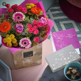 Mothers Day Bright Hand tied, Chocs and Card