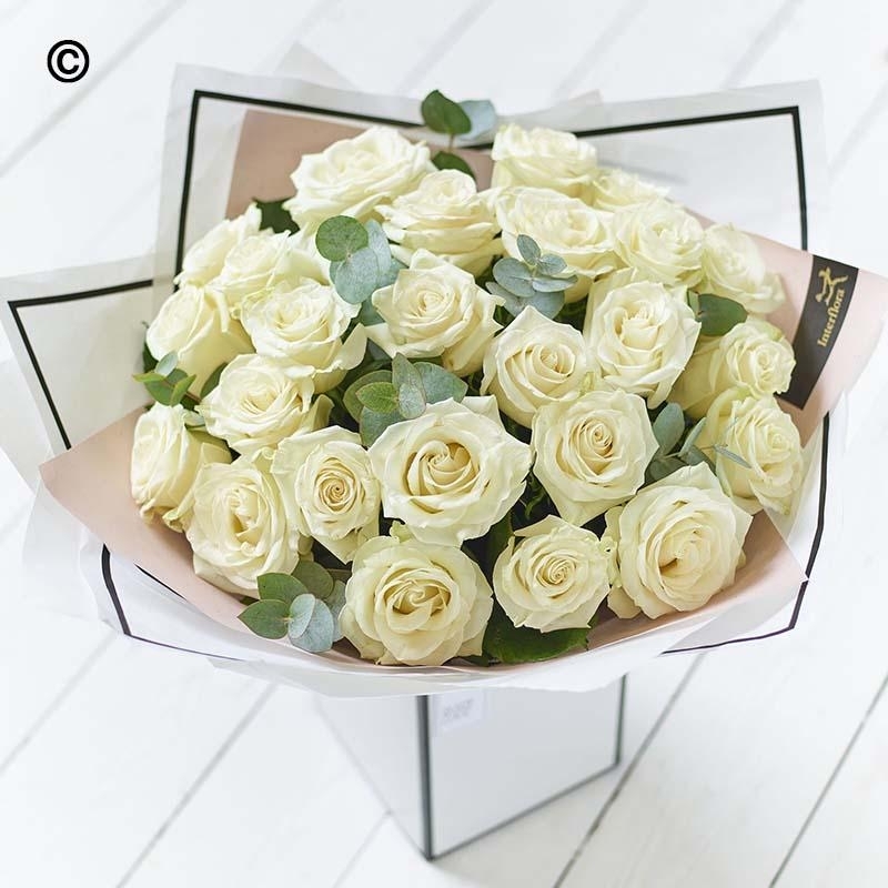 White Beautifully Simple Rose Bouquet