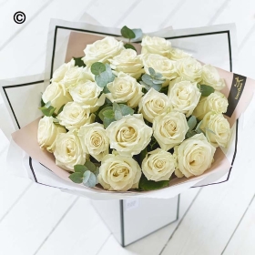 White Beautifully Simple Rose Bouquet