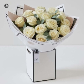 White Beautifully Simple Rose Bouquet